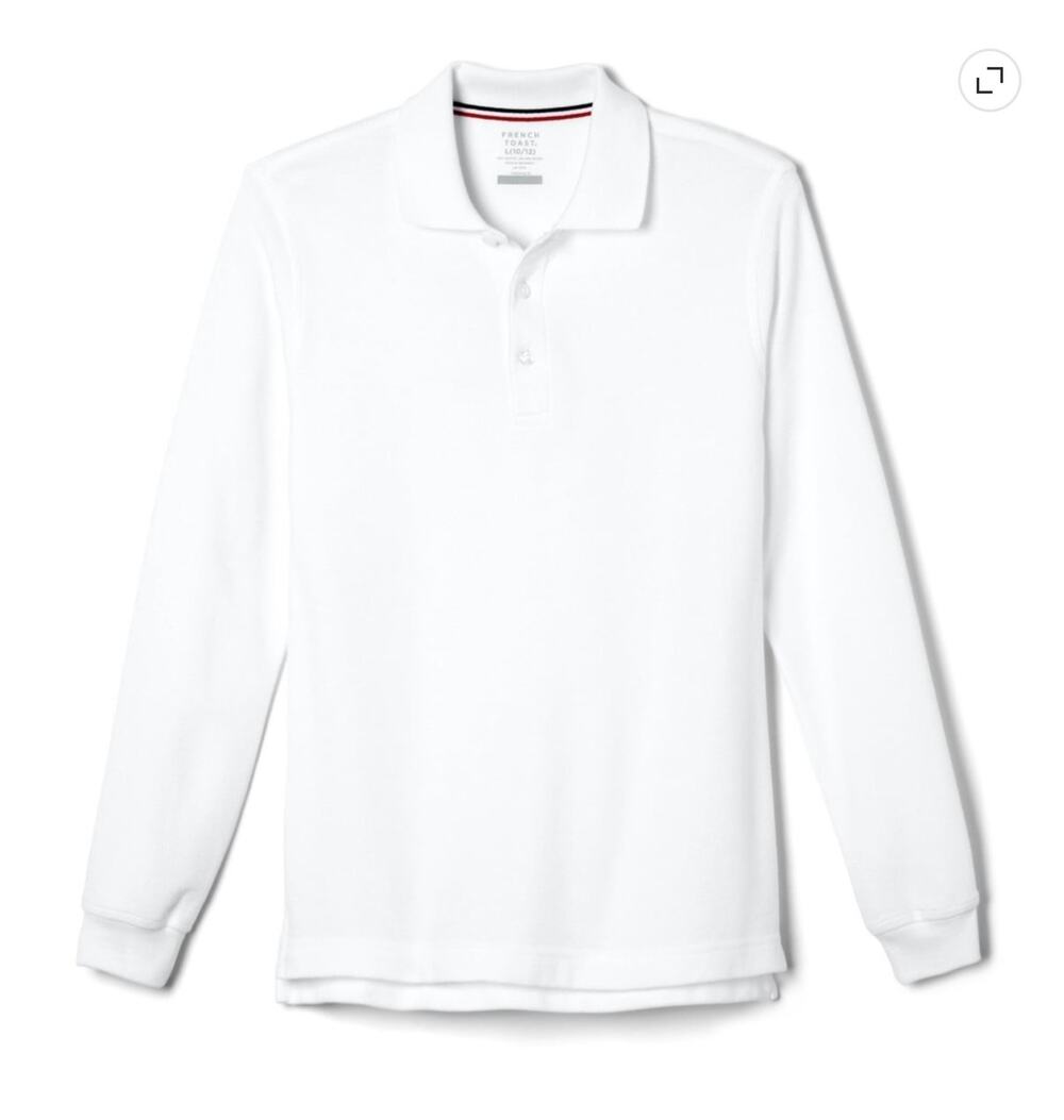 NEW! French Toast XXL 18/20 Long Sleeve Pique Polo Shirt White